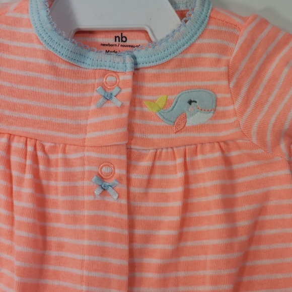 Carter's Newborn coral and white stripped (Whale) - Picture 2 of 5